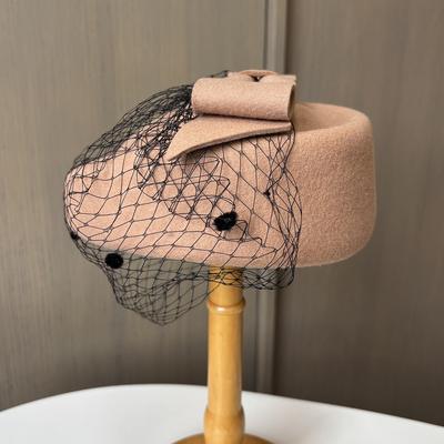 Winter Woolen French Retro Top Hat Children Mesh Bow Stewardess Hat Travel Photography Bride Beret Hat