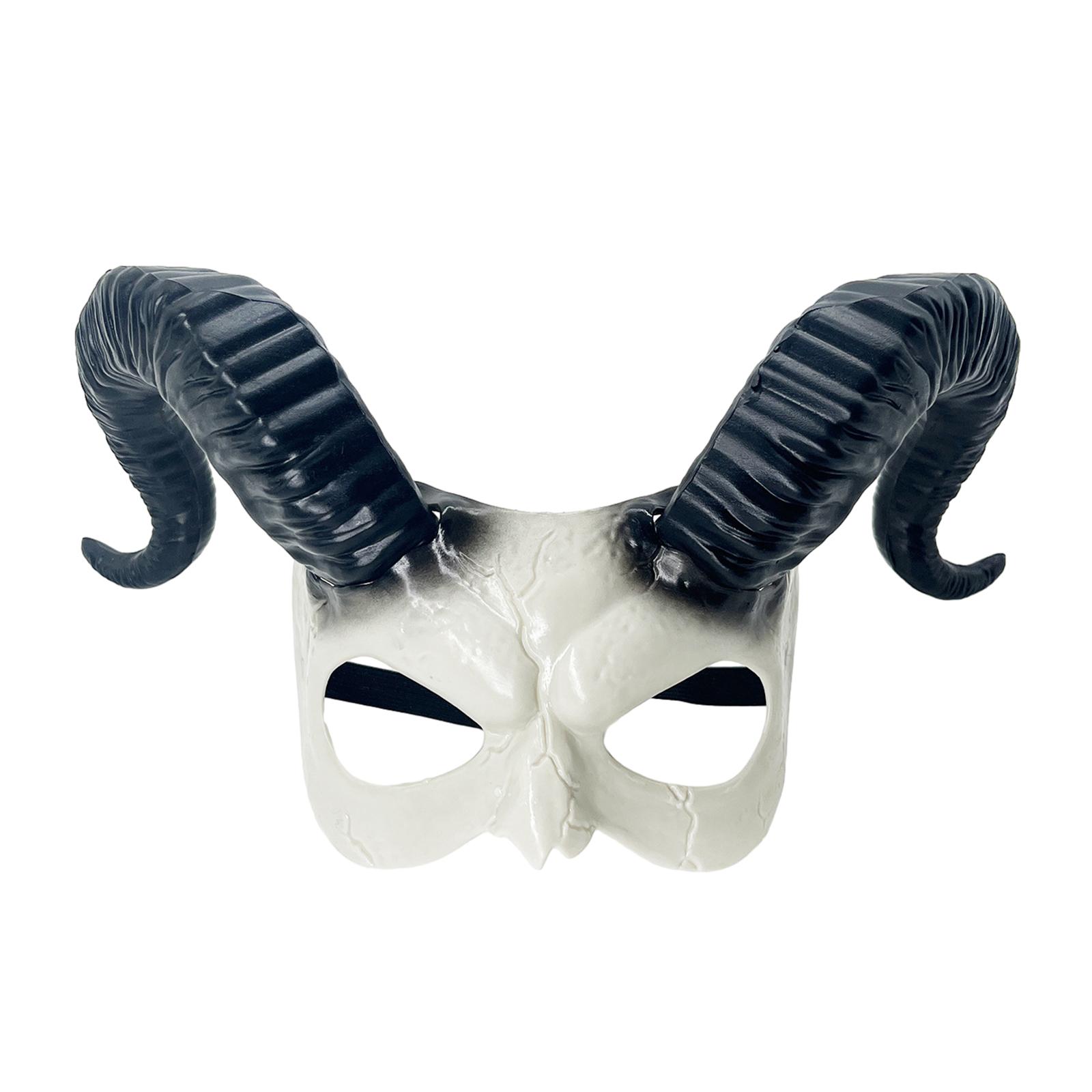 Halloween Half Face Mask Masquerade Ram Horn Mask Devil Mask Horn Goat Mask Monsters Cosplays Costume Mask with Horn 1 чёрный