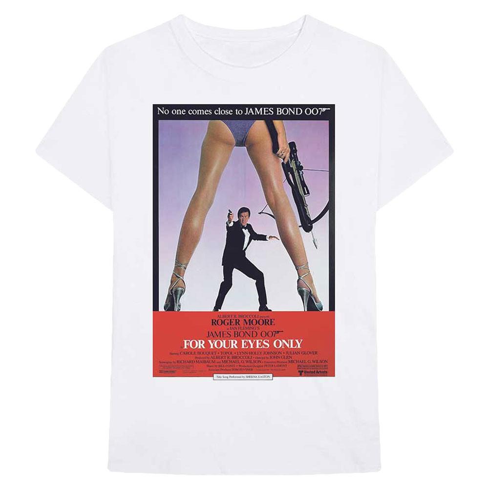 Men s James Bond For Your Eyes Poster Slim Fit T-shirt Large White S