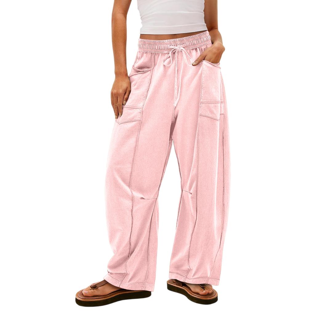 Women's Wide Leg Pants With High Waisted Straight Leg And Spliced Pocket Casual Pants