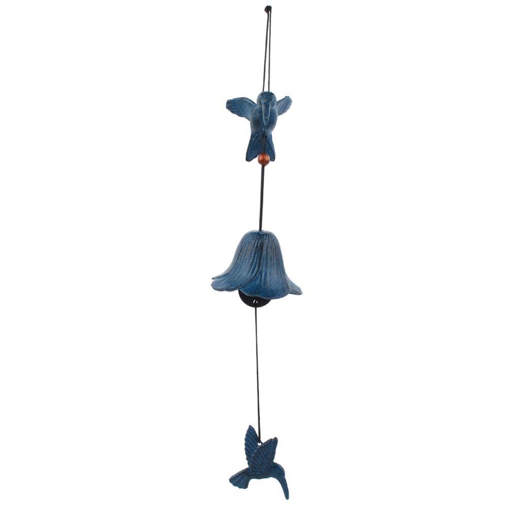 Metal Hanging Wind Chimes 16.54in Blue / Green / Yellow Outdoor Wind Decor with Hanging Rope Bird Home Hanging Ornament