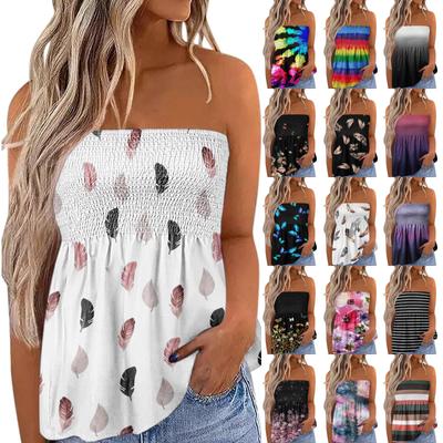Mode Sexy Off-the-Shoulder Off-Back Elastic Print Wrap Brust Schlank T-Shirt Top