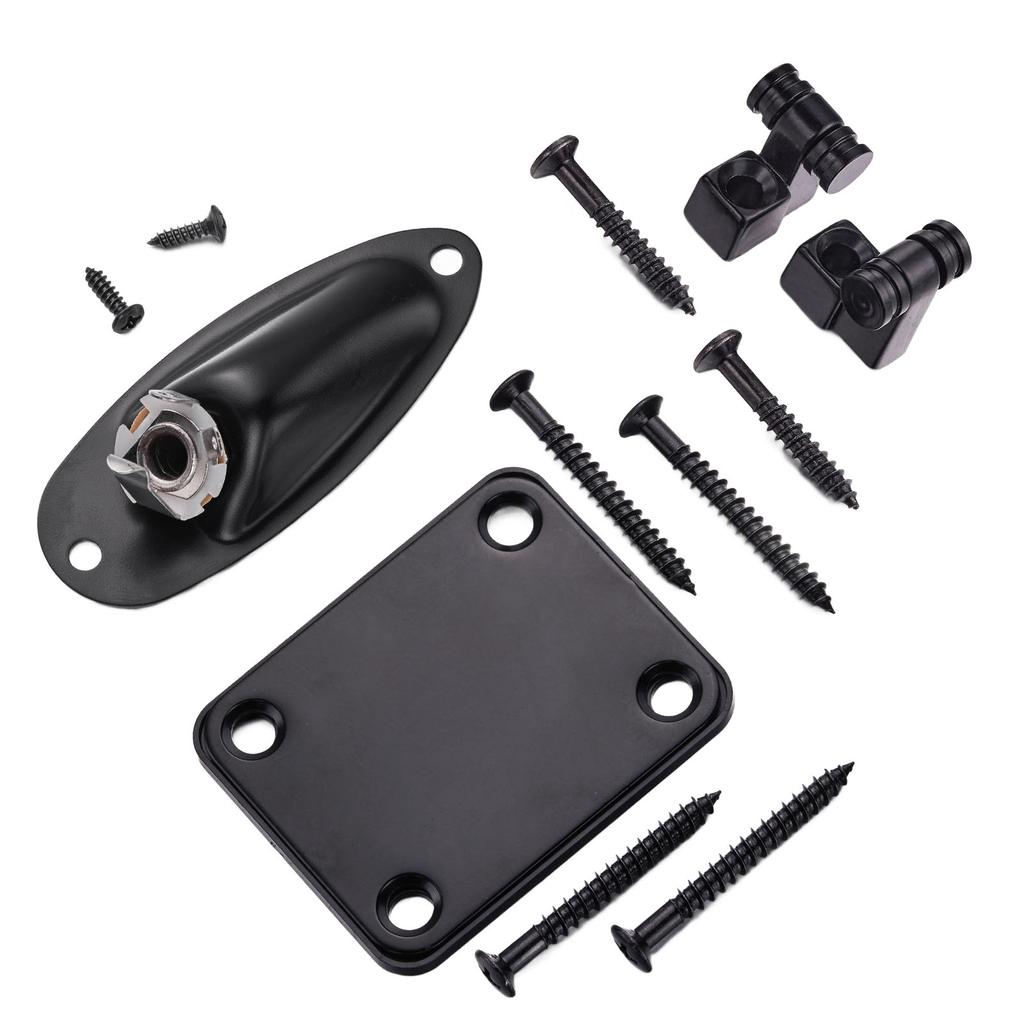 Guitar String Tree Retainer Set Guitar Loaded Socket Plate with Screws for Replacement Black
