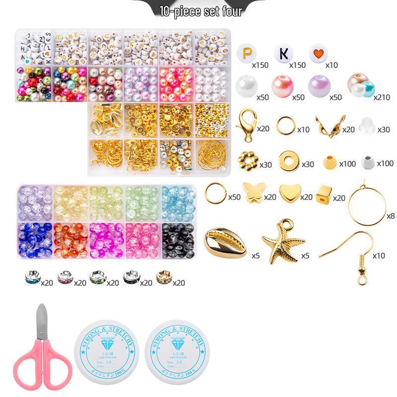 8mm Crackle Bead Bracelet Set: DIY Jewelry Flower Bead Accessories, Lampwork Crystal Loose Beads.