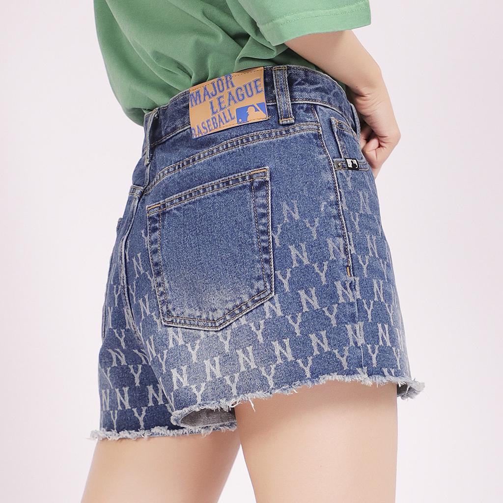 New MLB Old Flower Denim Shorts Women's Blue 31DPW4131-50U