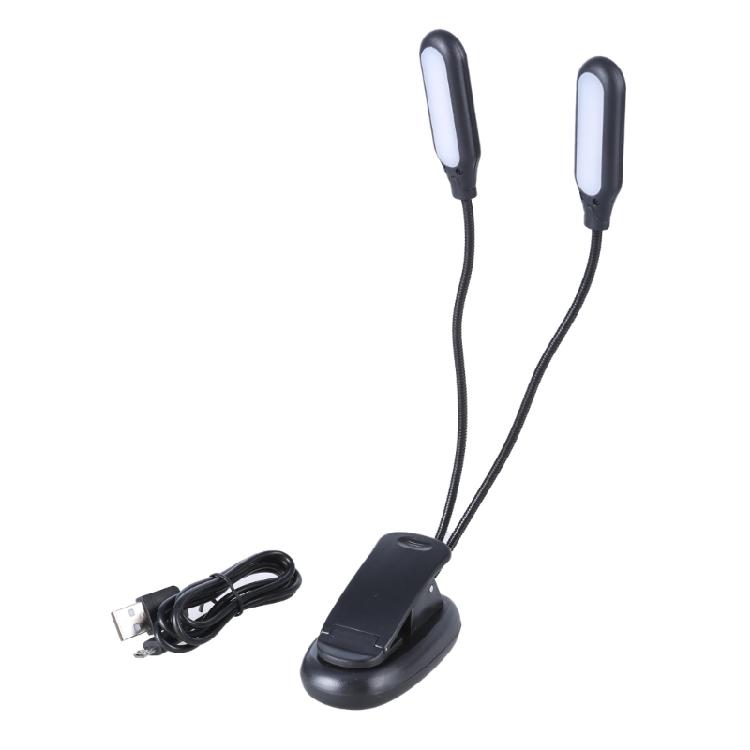 

Two Arm USB Clip Light LED Desk Lamp Flexible 1000mAh Rechargeable Battery for Night Reading 1