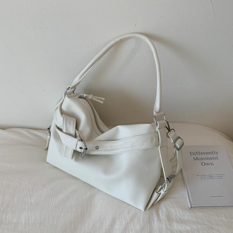 Large-capacity Soft Leather Tote Bag Laid-back Single-shoulder Crossbody Bag Retro New Style Hot Girl Motorcycle Bag