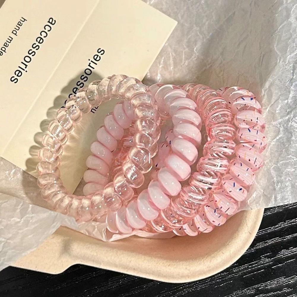 6pcs/set Gradient Telephone Wire Hair Tie Seamless Versatile Translucent Rubber Band Headwear Hair Accessories for Women
