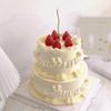 Retro Doppellagiges Simulationskuchenmodell Falscher Kuchen 6/8 Zoll Kunststoff Schaumstoff Dessert Display Geburtstag Requisiten Hochzeitsparty Dekoration
