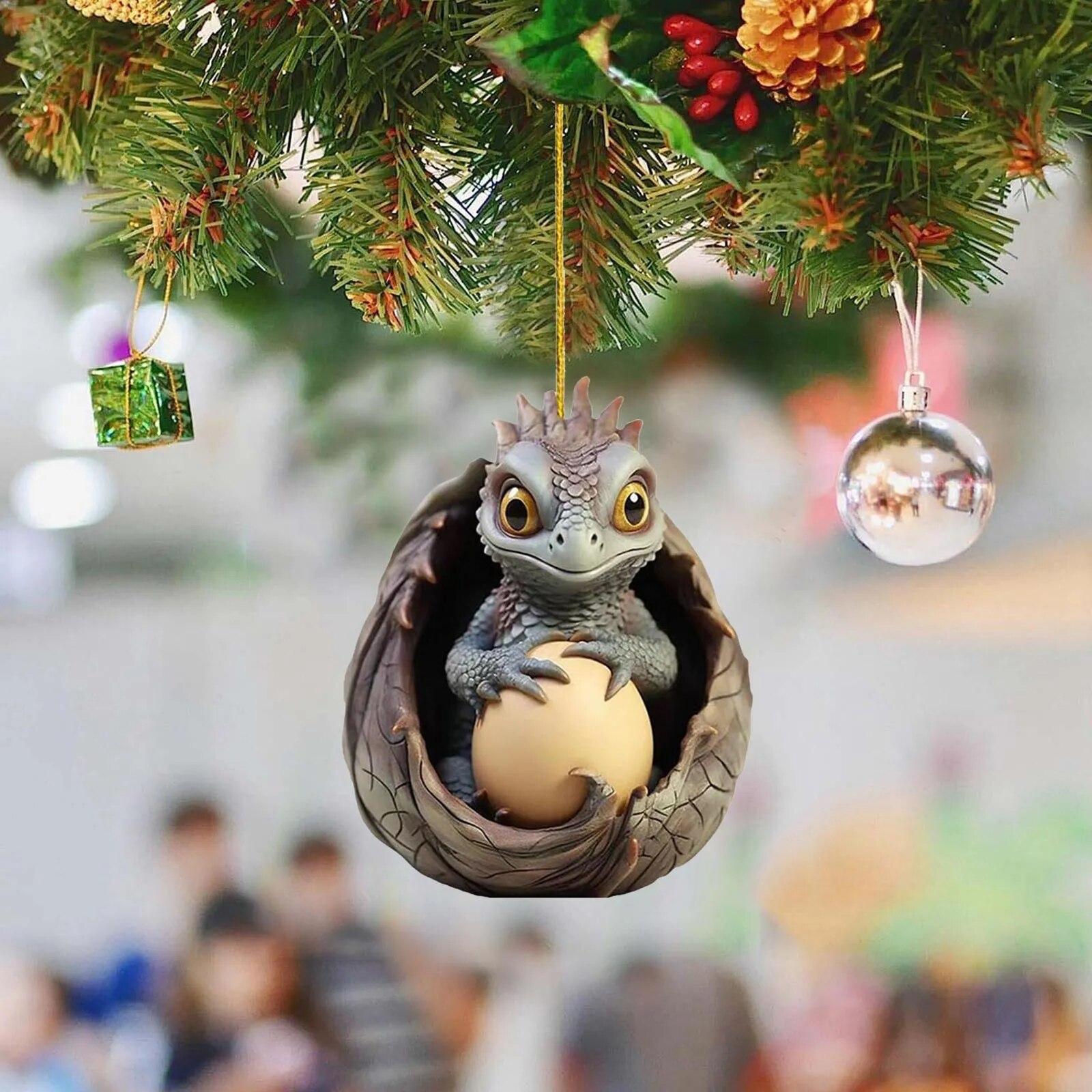 

Подвески для рождественской елки, орнамент в виде дракона, реалистичный брелок с драконом, декор для окна, акриловое украшение в виде яйца дракона, аксессуары, подарки One Size