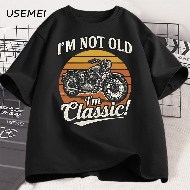 Vintage Motorcycle T Shirt Men Retro Motorcycle Graphic Tee Short-Sleeved Comfortable Soft Loose Tee Trend Street Cotton Tops