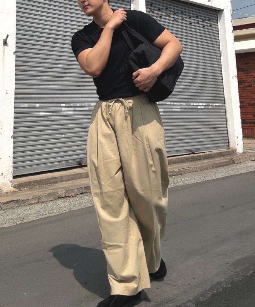 HERVINO Cable Collar Muscle Fit Short Sleeve Knit [Navy]