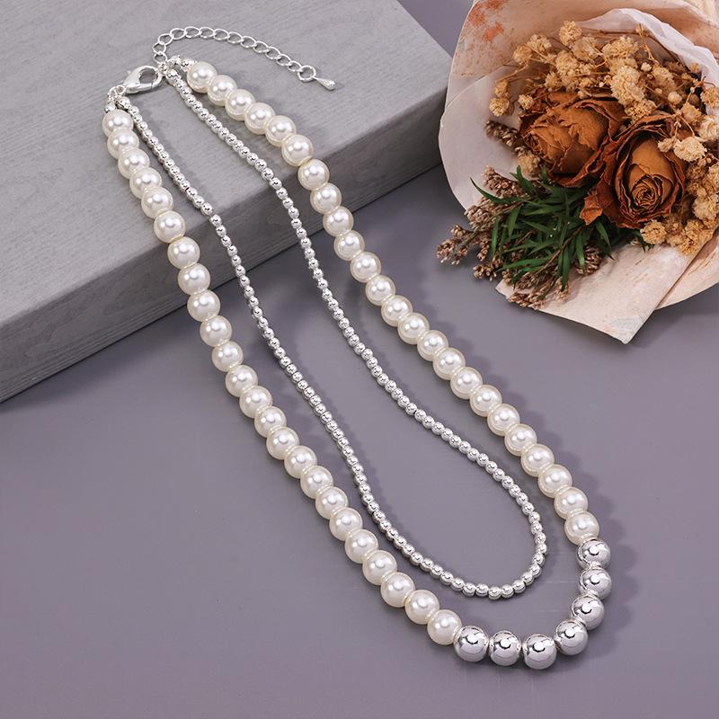European French Pearl Double Layer Necklace for Women - Stylish, Versatile Clavicle and Sweater Chain