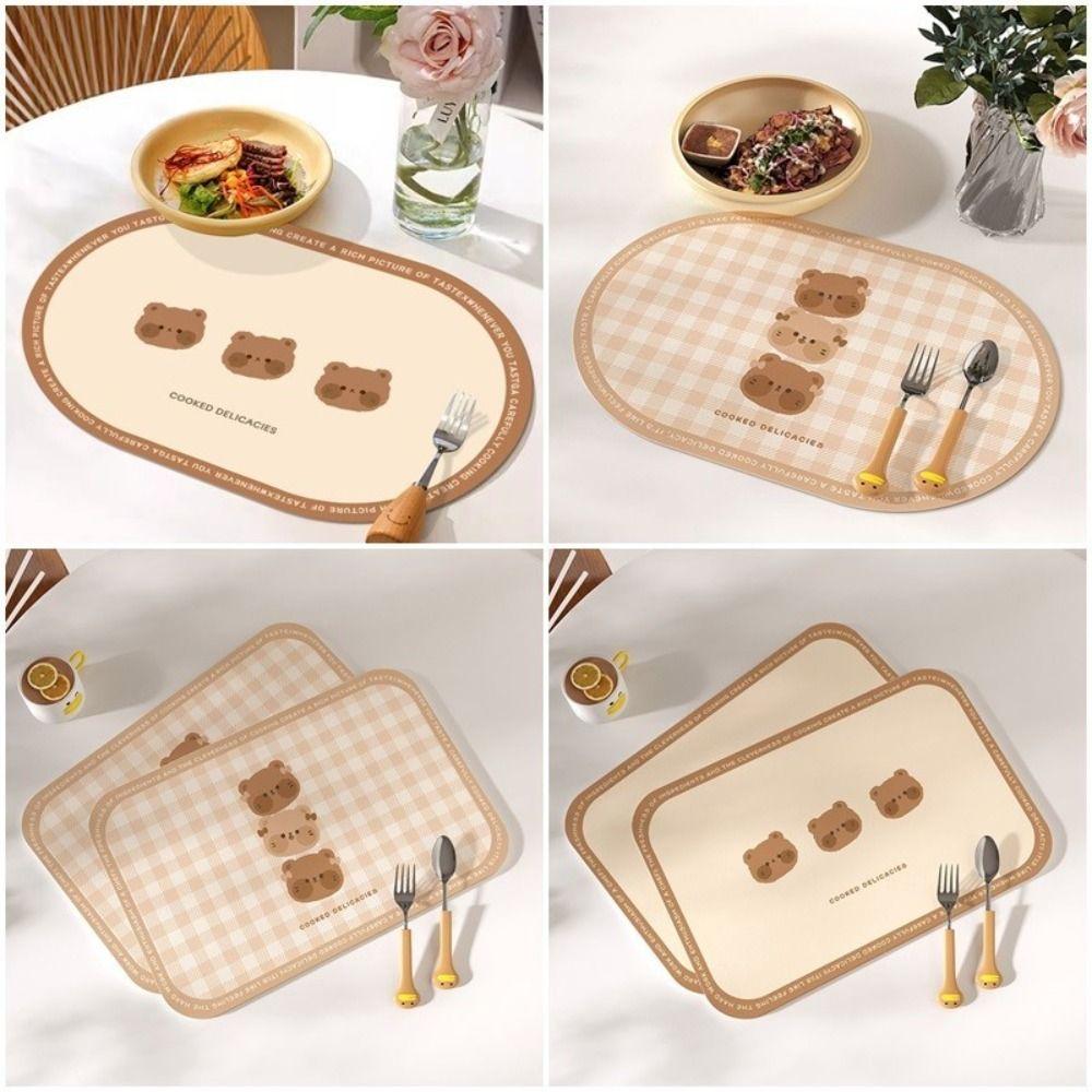 

Oil Proof Dining Mat Cute Bear Coaster Cartoon Insulation Placemat 2