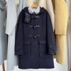 Cappotto da Donna E-Family in Misto Lana con Cappuccio e Chiusura a Laccio, Stile Preppy, Lunghezza Media