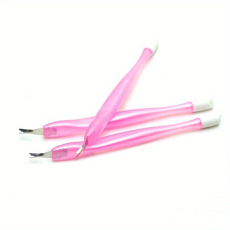 Doublehead Cuticle Trimmer with Pusher Dead Skin Remover Nail Art Fork Pink Cuticle Remover Nipper Stainless Steel Pedicure Nails Care Tools