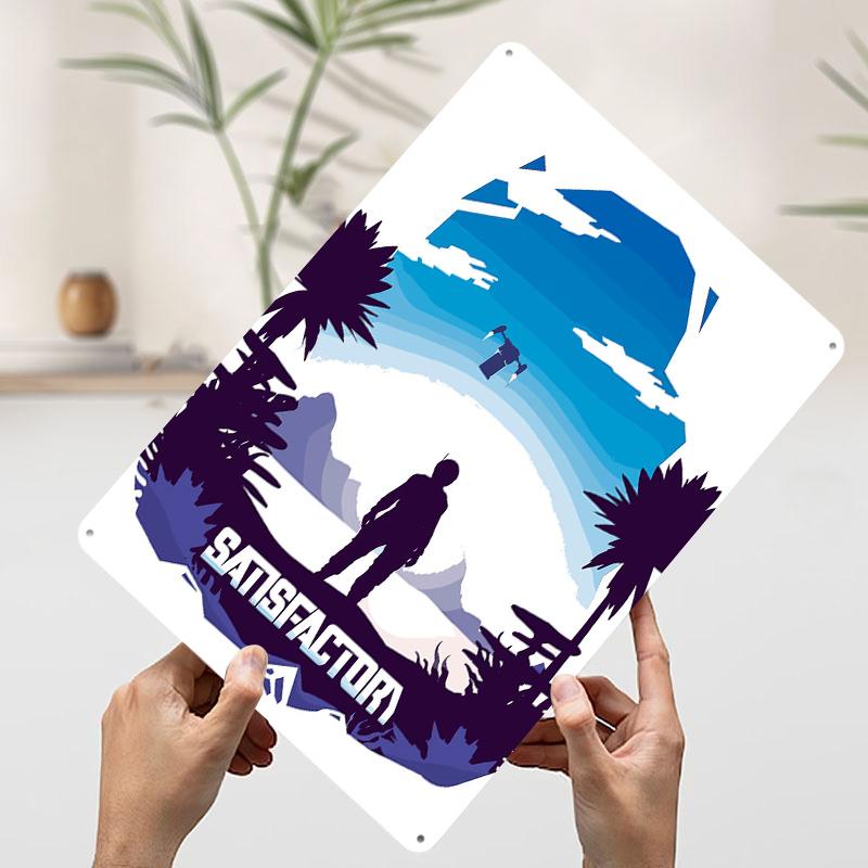 Satisfactory Game Tinplate Poster Customized Wall Art Vintage Retro Metal Signs for Office Decor Coffee Bar Accessories Man Cave