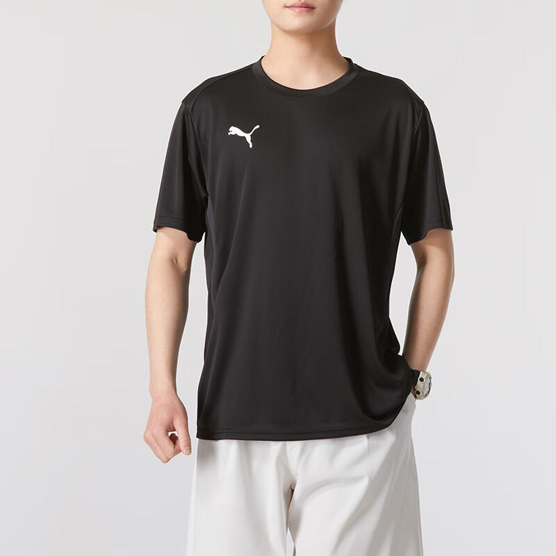 Puma Solid Color Casual Breathable Fitness Sports Training Outdoor Fashion Comfortable Crew Neck Short Sleeve T-Shirt Men Tops Black 658636-03