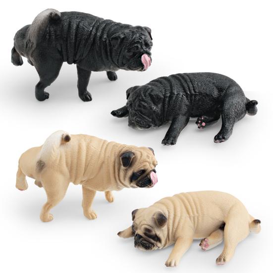 Simulated Dog Model PVC Sleeping Pooping Pug Shiba Figurine Statue Sculpture Home Office Desktop Decoration Ornament Kids Educational Animal Toy