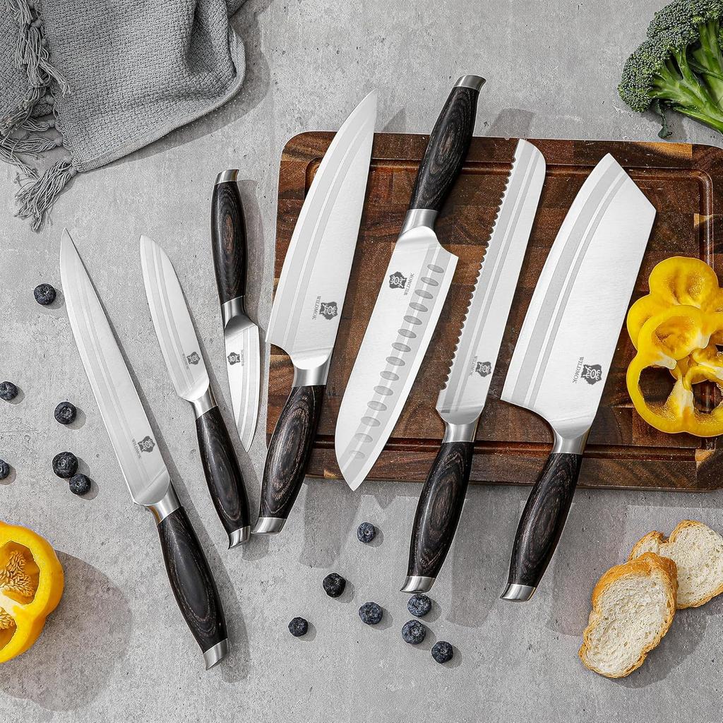 WILDMOK 7 Piece Chef Knife Set High Quality Stainless Steel Kitchen Knife Set