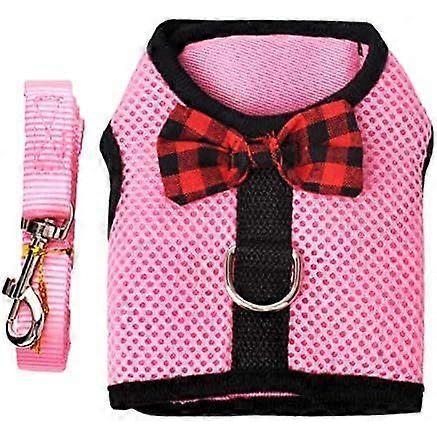 Rabbit Harness with Elastic Leash, Suitable for Small Pets (S: Bust (20-23cm), Pink) -Versailles