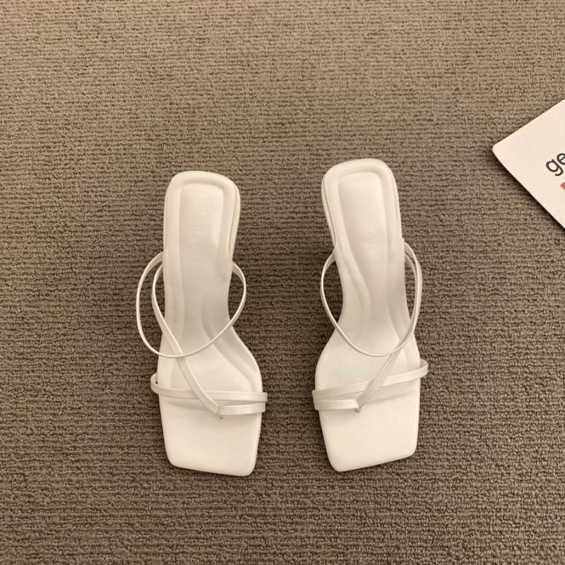 Summer Women's High Heels Non Slip Womens Shoes Open Toe Party Shoes Fashion Square Toe Women Slippers Luxury Chanclas De Mujer