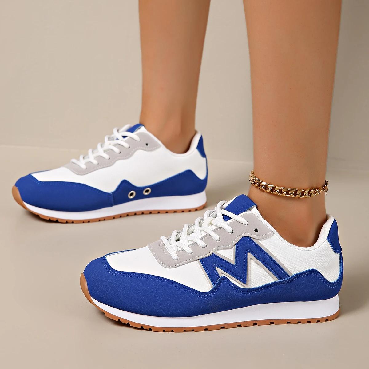 

Новые женские спортивные кроссовки синие кожаные кроссовки на толстой подошве зеленые женские повседневные теннисные туфли на плоской подошве Zapatillas Comodas 39 синий