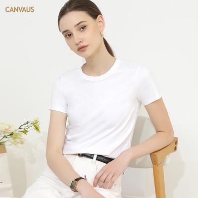 Summer Women's T-shirt Solid Color Round Neck Short Sleeve Slim Thin Cotton Comfortable Leisure Tops