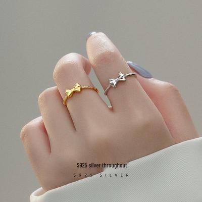 Elegant Sterling Silver Bow Ring for Women – Fashionable, Light Luxury, Niche Design, 2022 Trendy Personalized Index Finger Ring