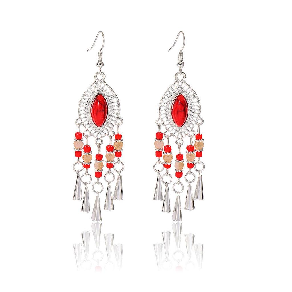 Bohemian Geometric Water Drop Tassel Earrings for Women