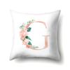 Polyester Pillowcase Home Pink Floral Decorative Print Pillowcase 26 English Letter Cushion Cover