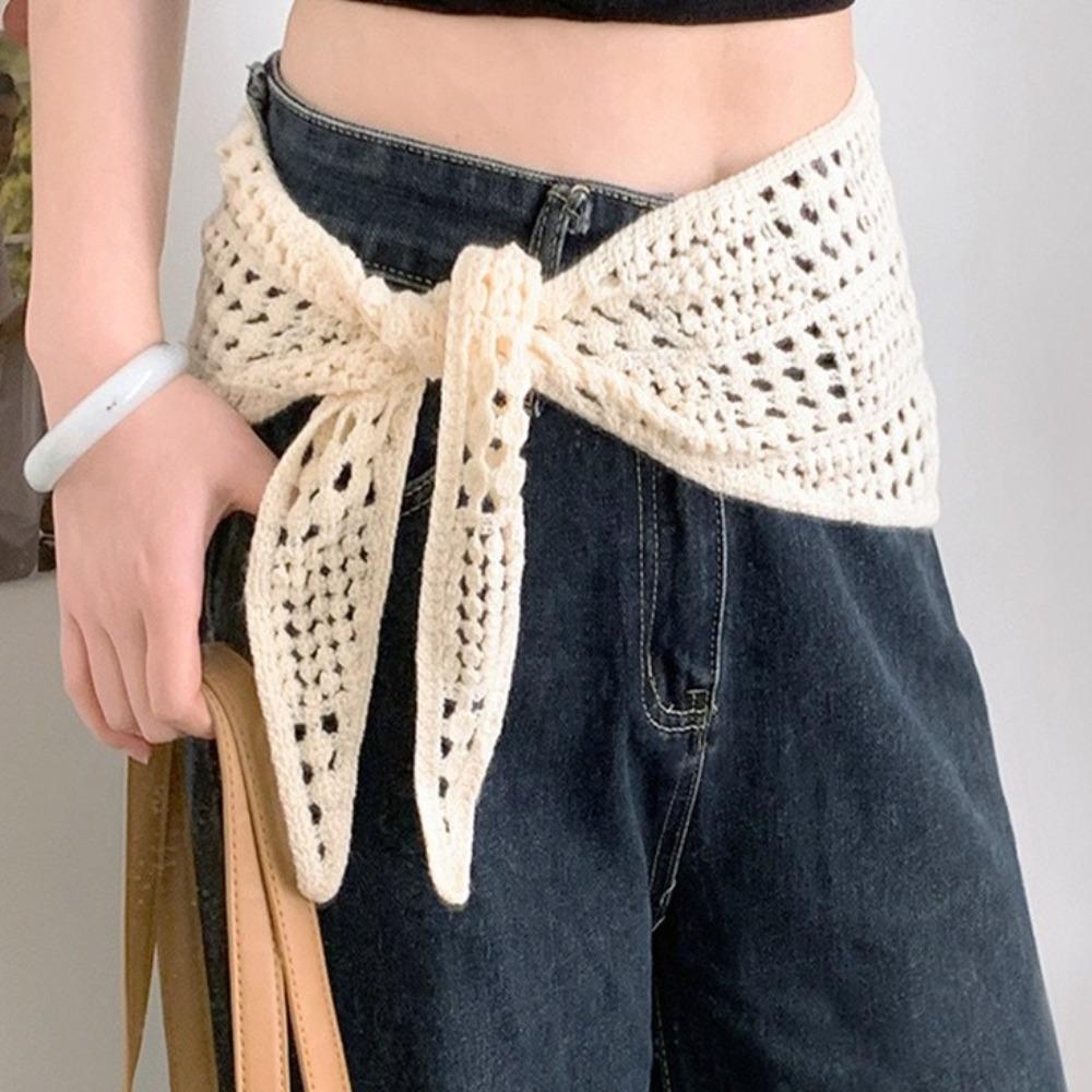 Hollow Apron Wrap Y2k Hip Scarf All-match Knitted Triangle Scarf  Summer