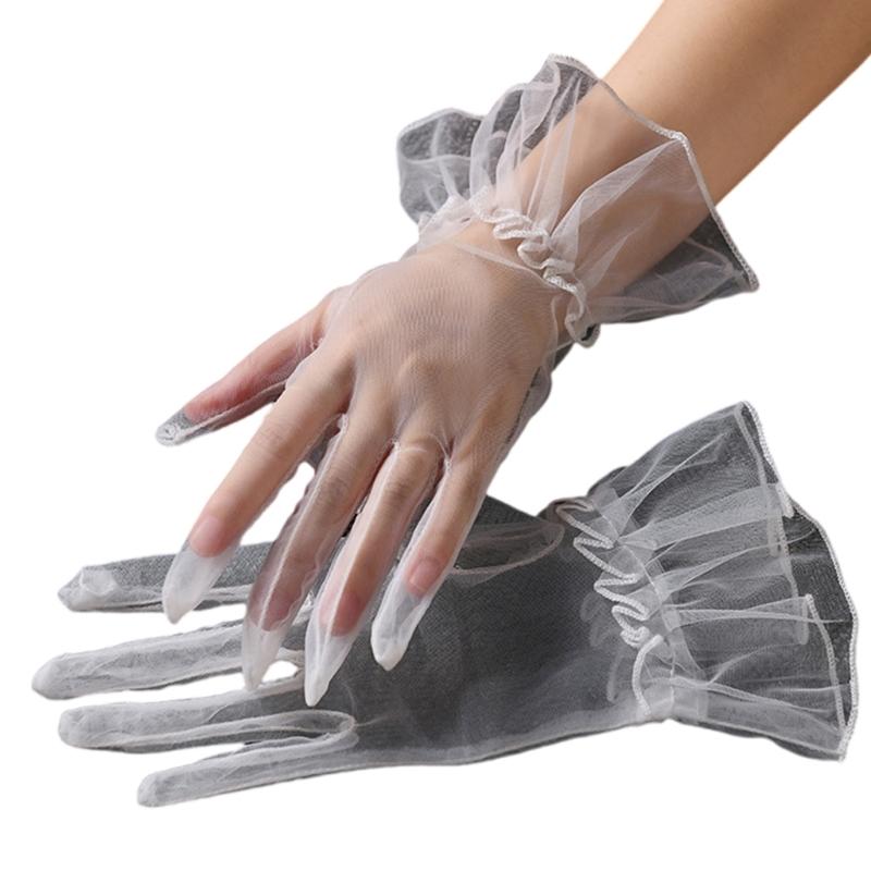 Wedding Gloves Proms Gloves Tulle Short Thin Gloves for Operas Women Lady Theme Proms Costume Accessories