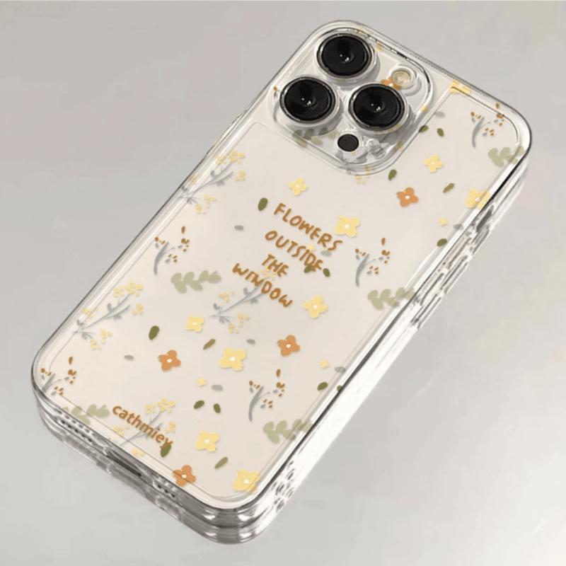Small Fresh Light Blue Floral Fragments Protective Cover for IPhone 16 15 14 13 12 11 Pro Max Plus Protection Back Cover Bumper