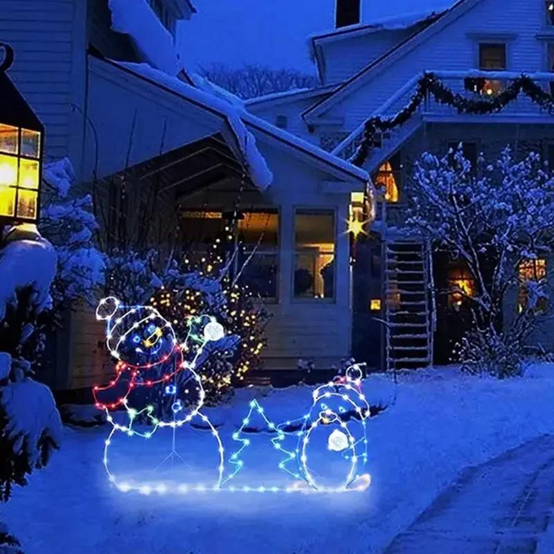 LED Snowman Ornament Glitter Light Christmas Decoration Animated Holiday Party Winter Home Decor Outdoor Garden Yard