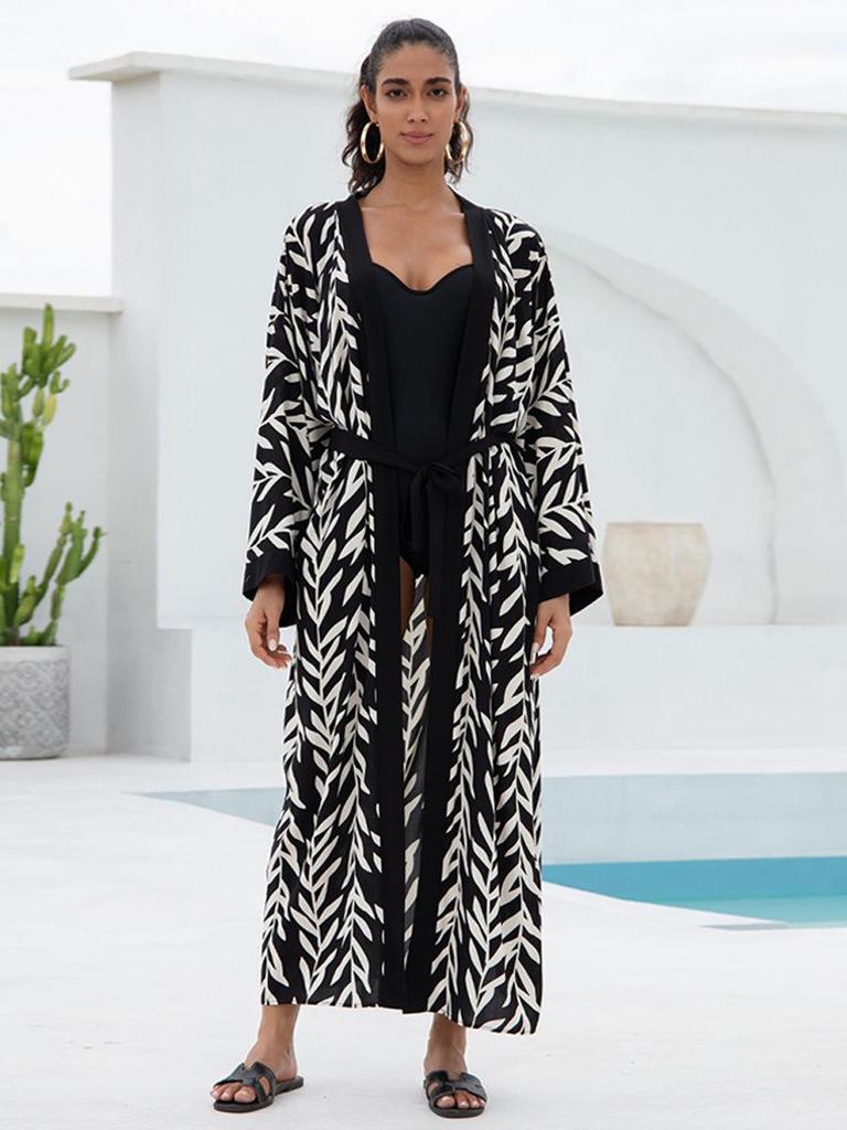 New European & American Cotton Printed Beach Cardigan: Sexy Sunscreen Jacket and Loose Holiday Swimsuit Cover-Up.