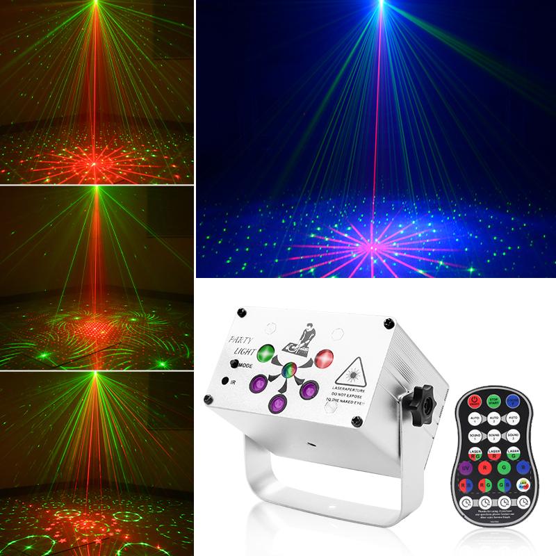 

R80 Mini Laser Light Stage KTV Party Aluminum Alloy Decorative Light Voice-activated Remote Control Atmosphere Lamp Silver