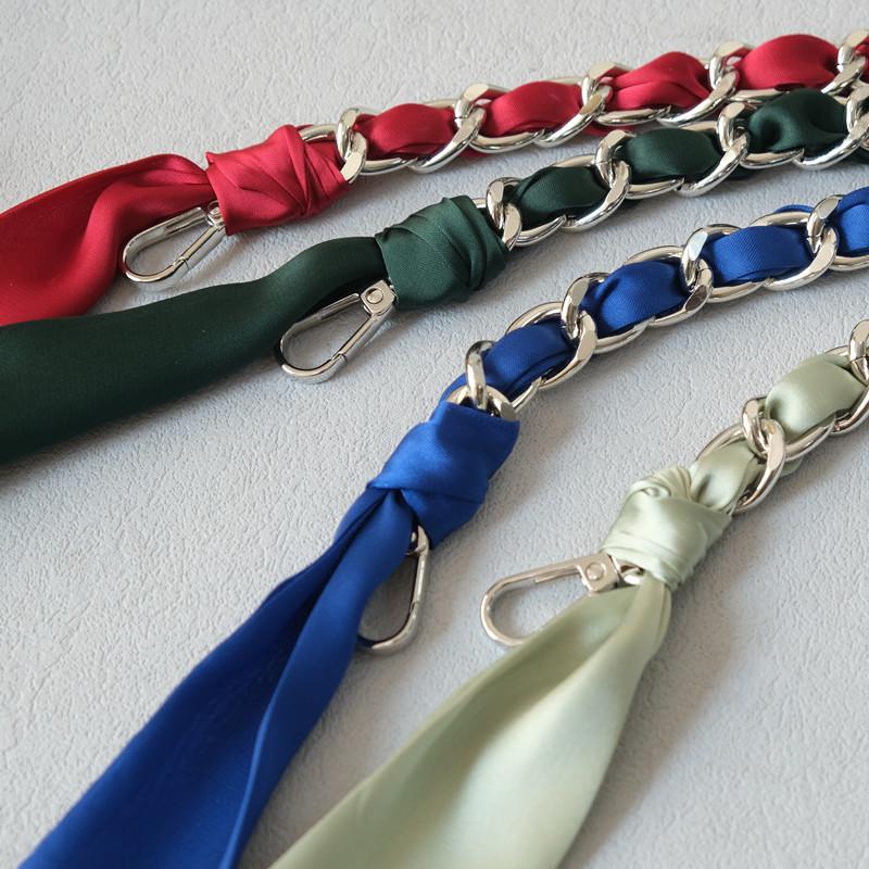 New Fashion Spring Woman Handbag Accessory Chains Detachable Long Cross Body Solid Cute Silk Strap Women Luxury Chain Bag Handles