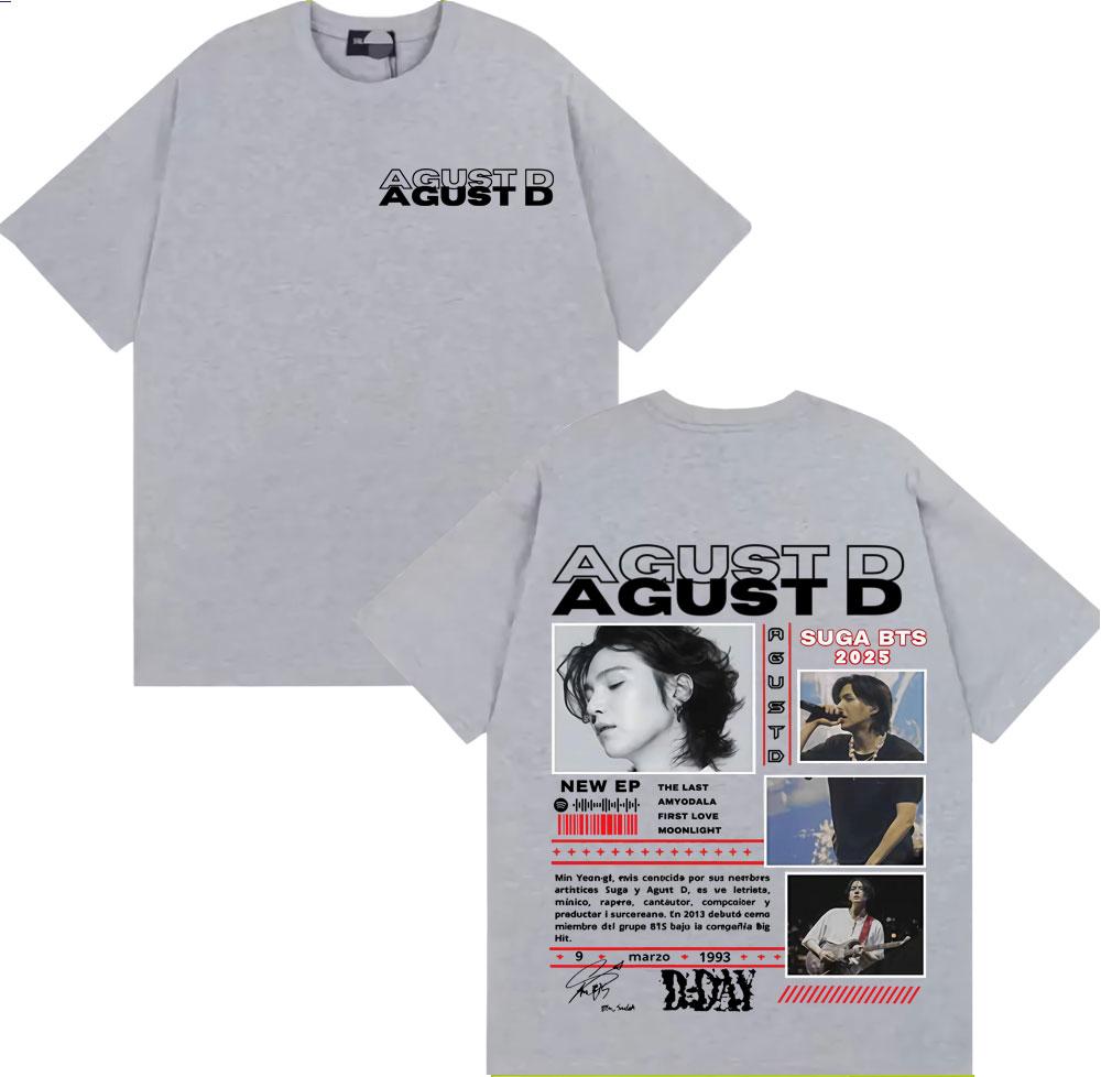 Sänger Agust D Musikalbum Tour 2025 Grafik T-Shirts Unisex Damen Kpop Mode Vintage Popmusik T-Shirt Übergroß Lässige T-Shirts