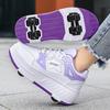 Zapatos de Patines para Niños Zapatos Planos Desmontables Cuatro Ruedas Zapatillas de Patines para Niñas Zapatos de Skate para Niños