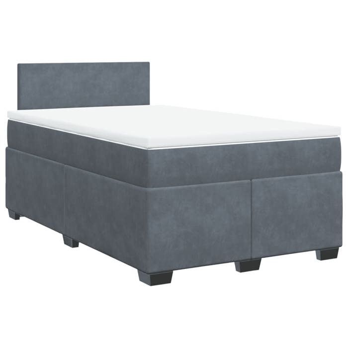 Exclusive House - Dark Grey Bed Slat Base and Mattress 120x200cm Velvet
