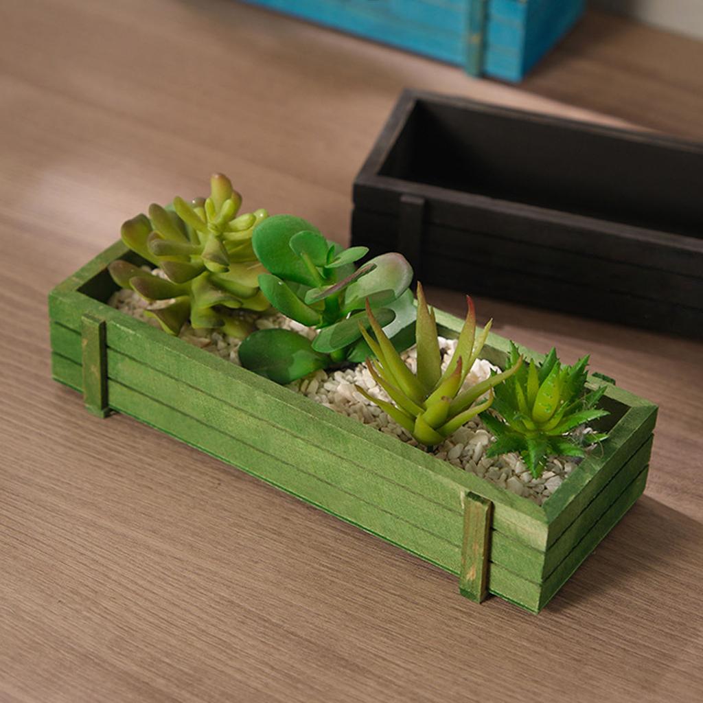 Vintage Style Wooden Planter Pot For Succulent Plant Breathable Design Lightweight Indoor Outdoor Home Garden Decoration
