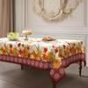 European Pastoral Table Cloth, Pumpkin + Maple Leaf Printing, Rectangular/Round/Multi-Specification Suitable Tablecloth