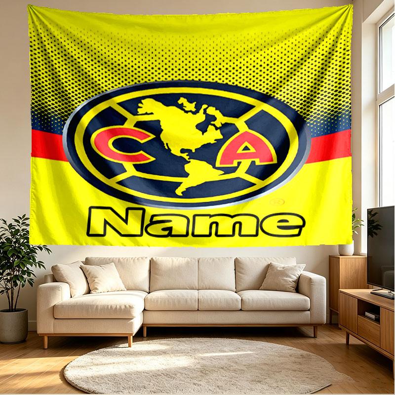 Custom Name Personalized Club America Print Tapestry, Wall Art Decor, Bedroom, Dorm, Apartment, LivingRoom, Party Backdrop, Gift for Birthday