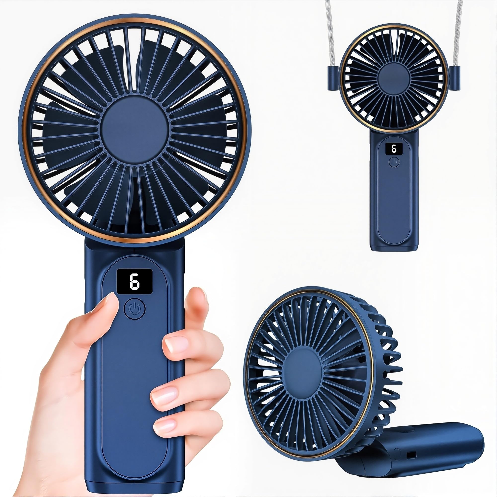 

Summer PSE fixash Handheld Portable 4000mAh Large 20 Hours of Continuous 180 Degree 6 Speed Perfect for Watching and More [2025 Model, Certified] Fan, синій