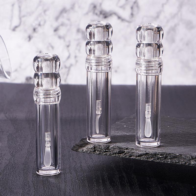 Transparent 3ML Refillable Empty Lipgloss Tubes 1/5Pcs with Soft Silicone Brush for Portable Travel Cosmetic Use