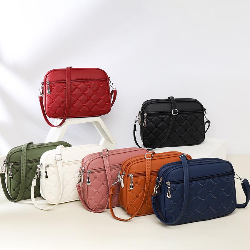 Damen Bestickte Diamantmuster Mehrschichtige Umhänge-Schultertasche für Mütter