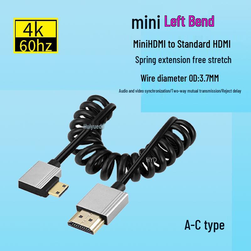 Ultra-thin Retractable HDMI to Mini HDMI 2.0 4K 60Hz Cable for HDTV, Computer, Projector, Camera