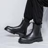 men fashion chelsea boots  designer carved brogue shoes cowboy original leather boot handsome platform short botas hombre