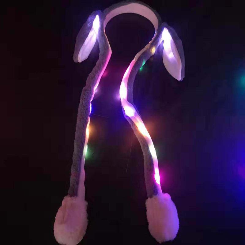 Lindo Gorro de Orejas de Conejo Brillante Diadema Dulce Puede Mover Orejas de Conejo Juguete de Peluche Aro para el Pelo Fiesta Po Accesorios Sombrerería Regalo